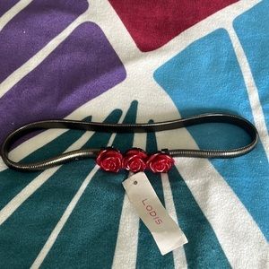 New with tags Red Roses and Gold Belt w Stretch